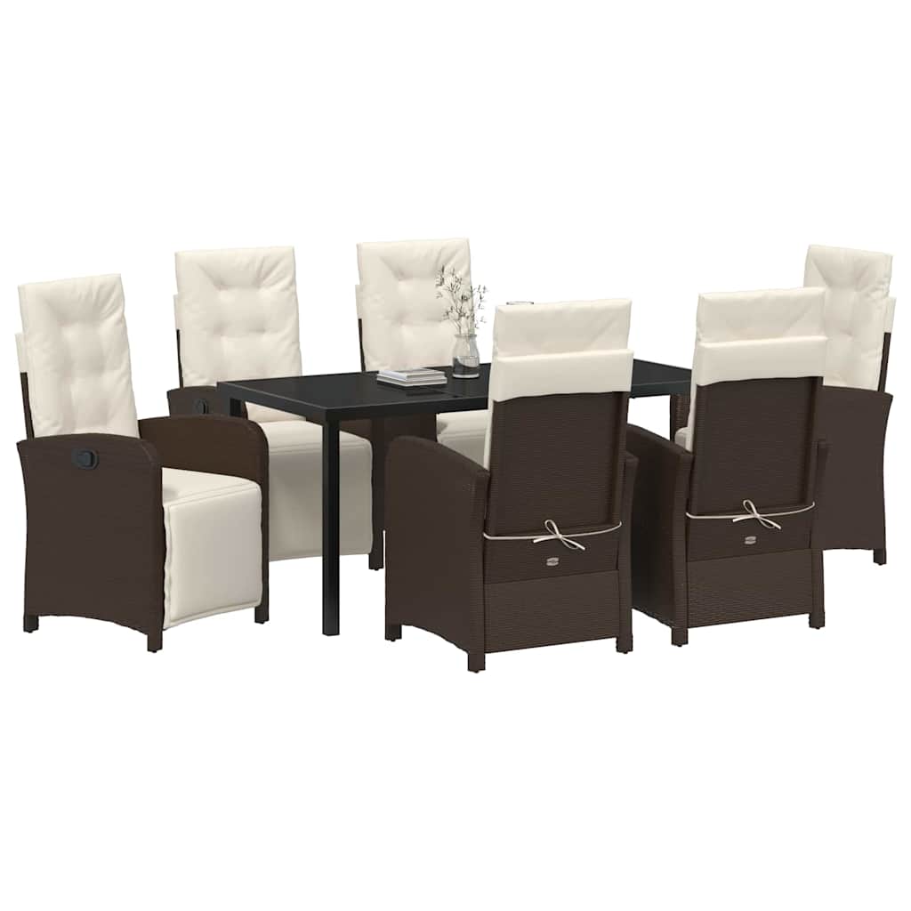 Ensemble de salle à manger pour jardin 7 pcs Marron polyrotin - XIOS