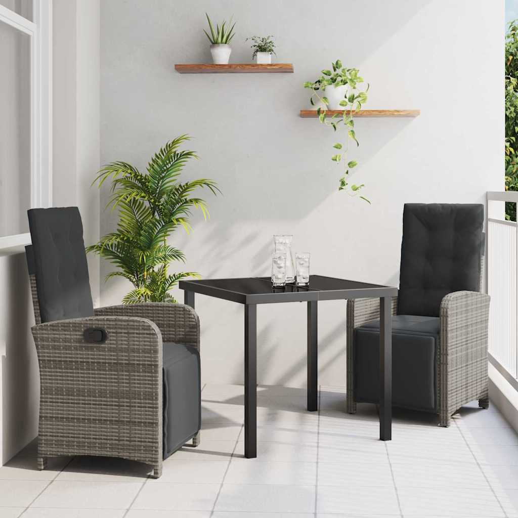 Ensemble de salle à manger pour jardin 3 pcs Gris polyrotin - XIOS