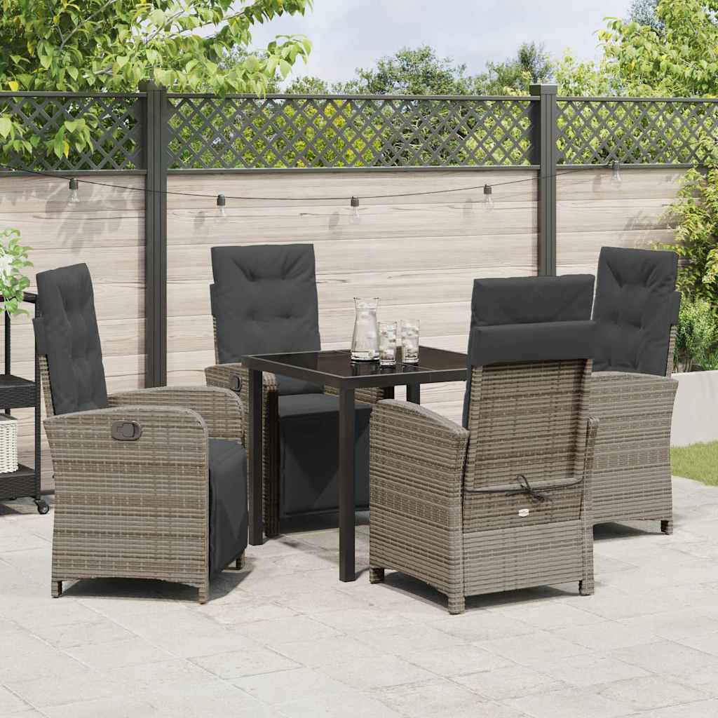 Ensemble de salle à manger pour jardin 5 pcs Gris polyrotin - XIOS