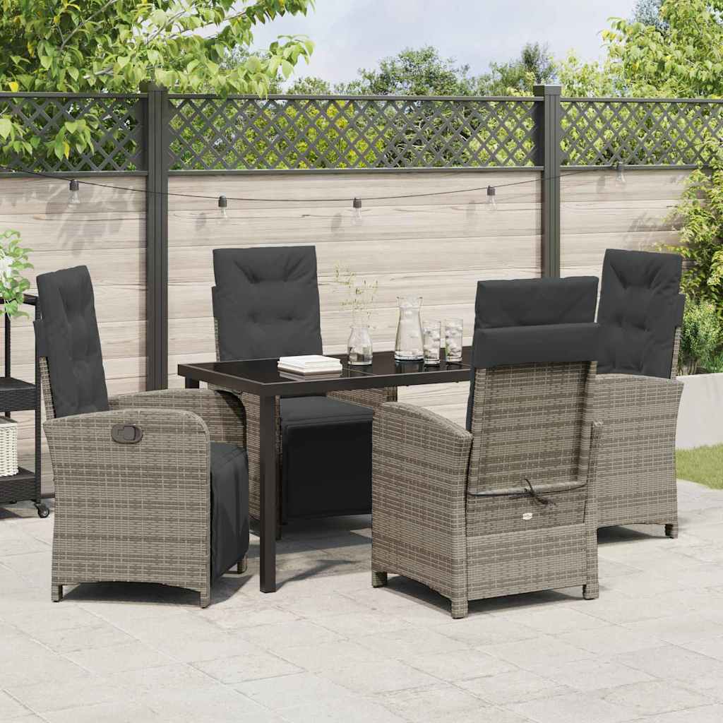 Ensemble de salle à manger pour jardin 5 pcs Gris polyrotin - XIOS
