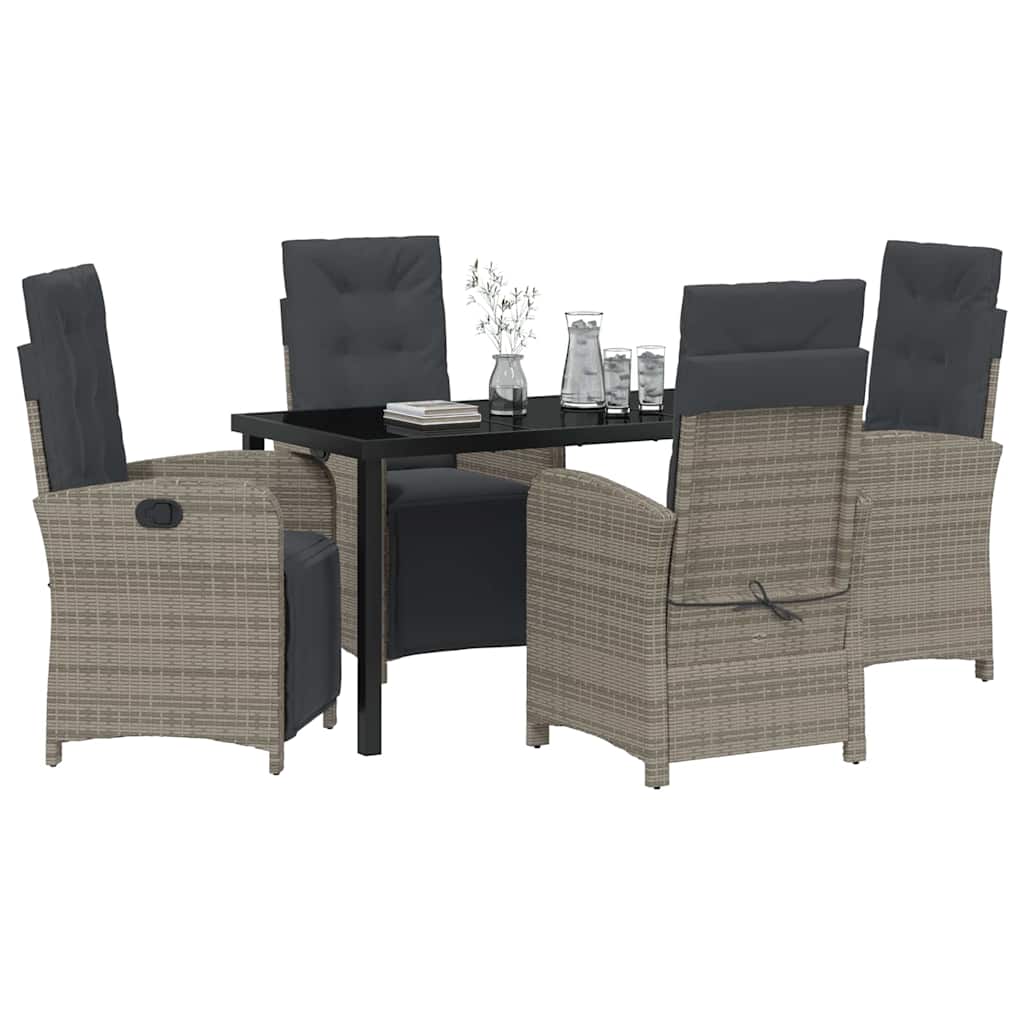 Ensemble de salle à manger pour jardin 5 pcs Gris polyrotin - XIOS