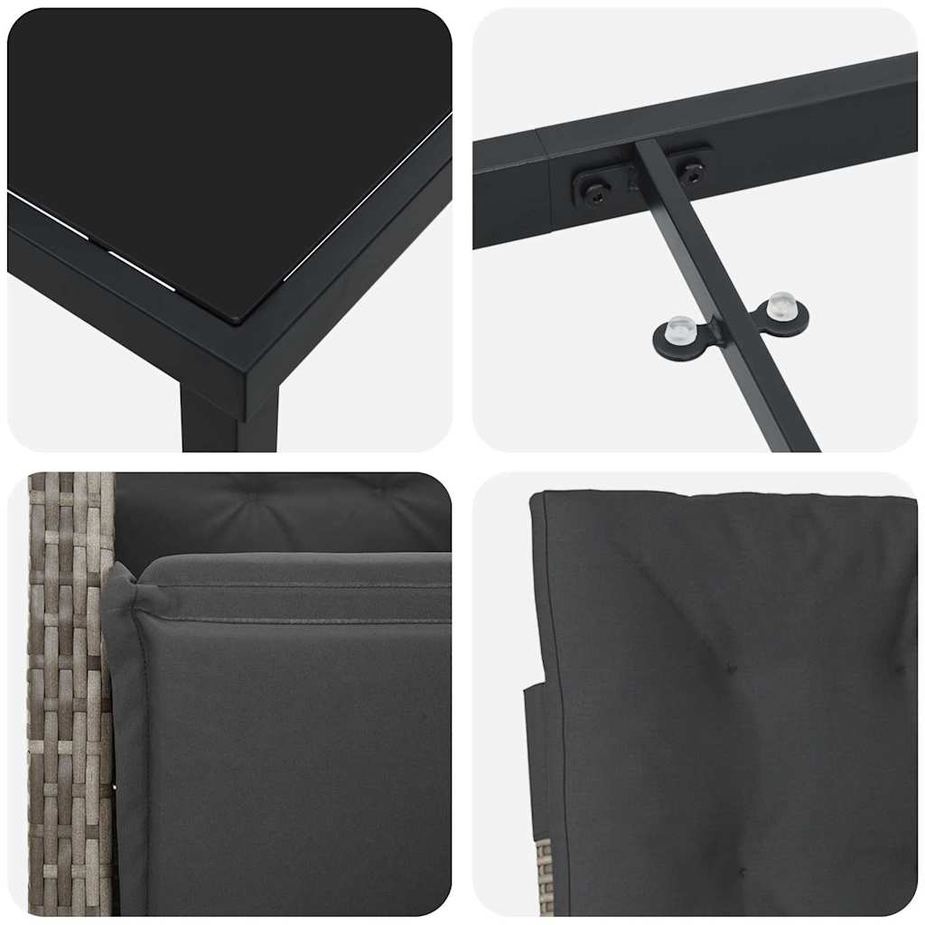 Ensemble de salle à manger pour jardin 5 pcs Gris polyrotin - XIOS
