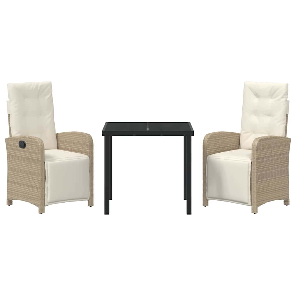 Ensemble de salle à manger pour jardin 3 pcs Beige polyrotin - XIOS