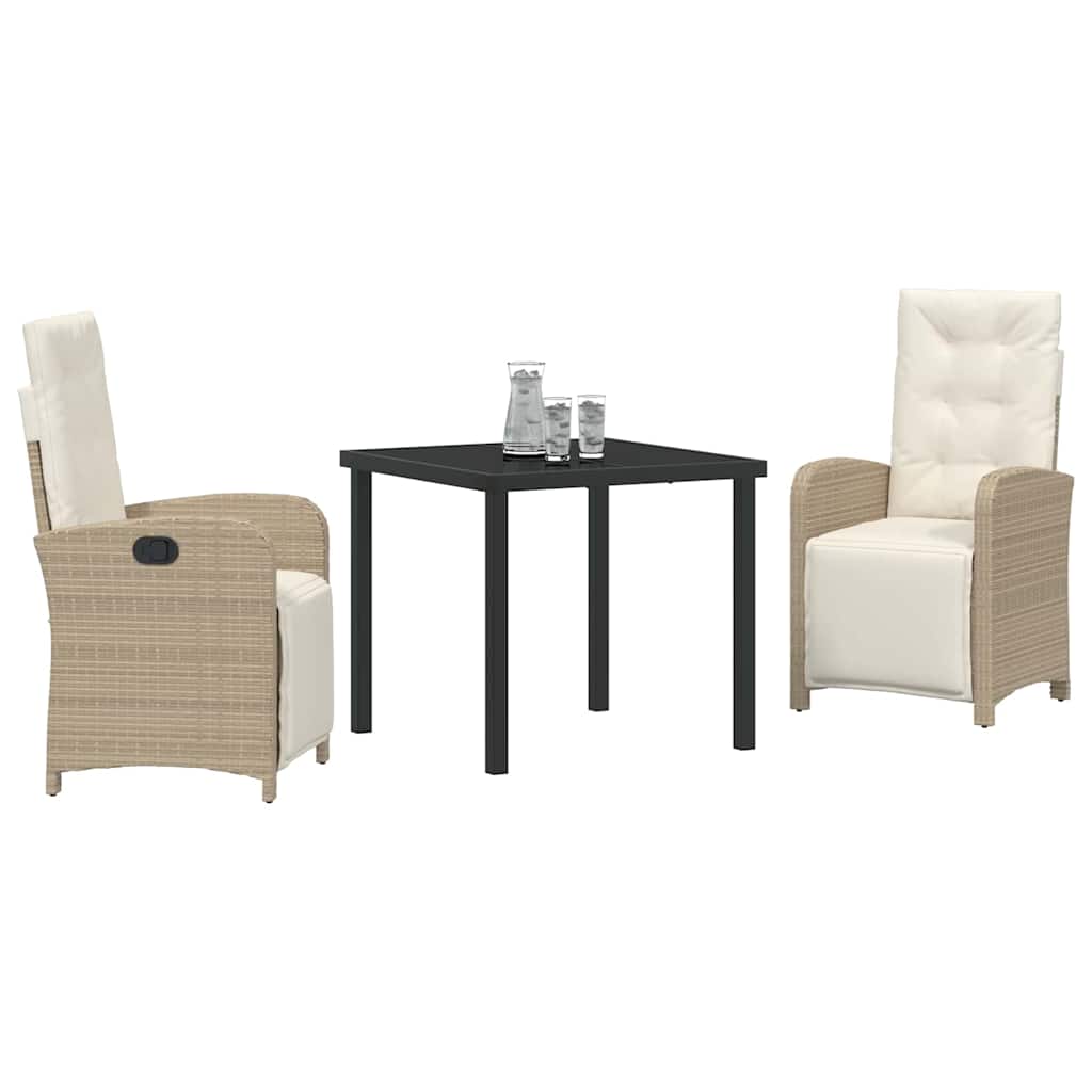 Ensemble de salle à manger pour jardin 3 pcs Beige polyrotin - XIOS