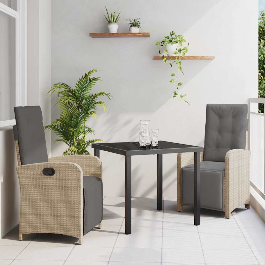 Ensemble de salle à manger pour jardin 3 pcs Beige polyrotin - XIOS