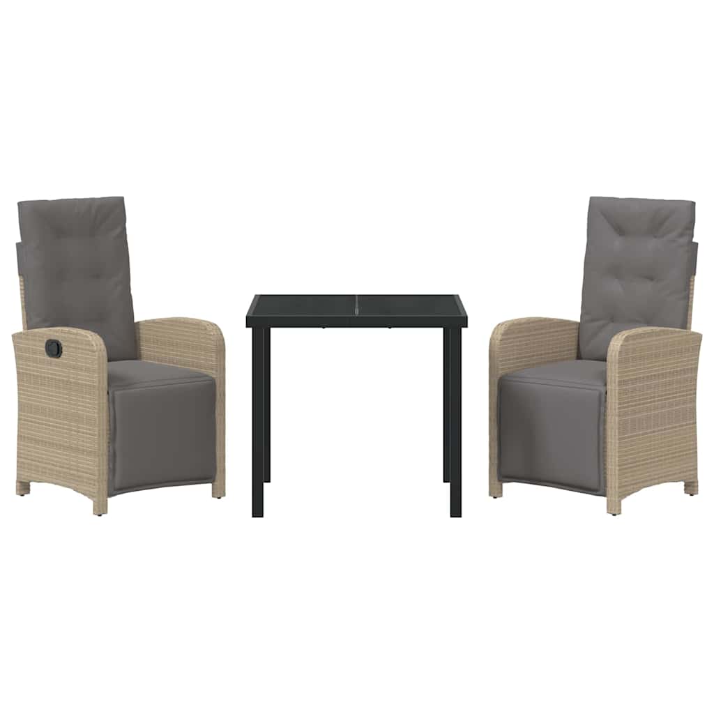 Ensemble de salle à manger pour jardin 3 pcs Beige polyrotin - XIOS