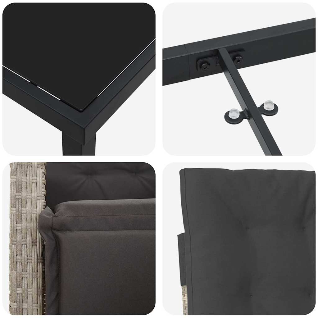 Ensemble de salle à manger pour jardin 3 pcs Gris clair - XIOS