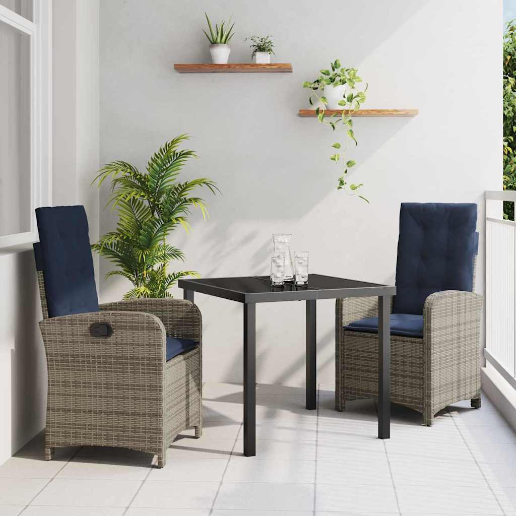 Ensemble de salle à manger pour jardin 3 pcs Gris polyrotin - XIOS