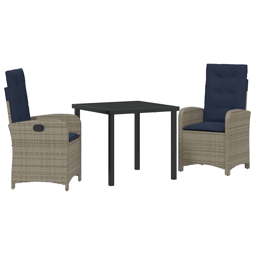 Ensemble de salle à manger pour jardin 3 pcs Gris polyrotin - XIOS