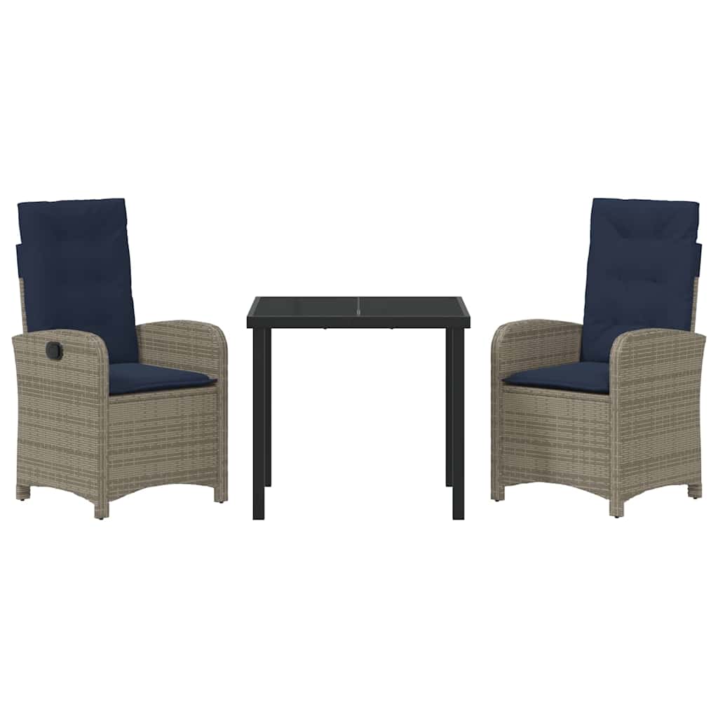 Ensemble de salle à manger pour jardin 3 pcs Gris polyrotin - XIOS