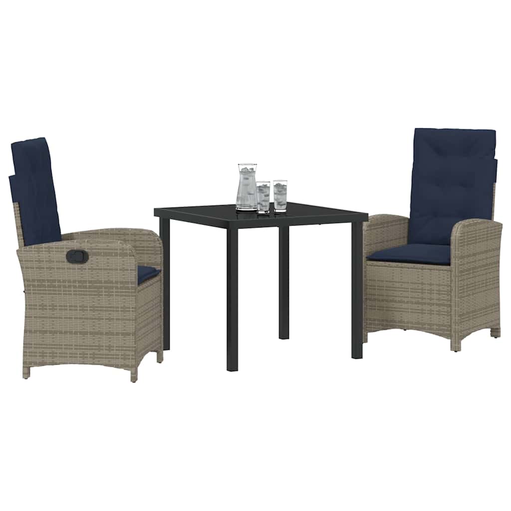 Ensemble de salle à manger pour jardin 3 pcs Gris polyrotin - XIOS