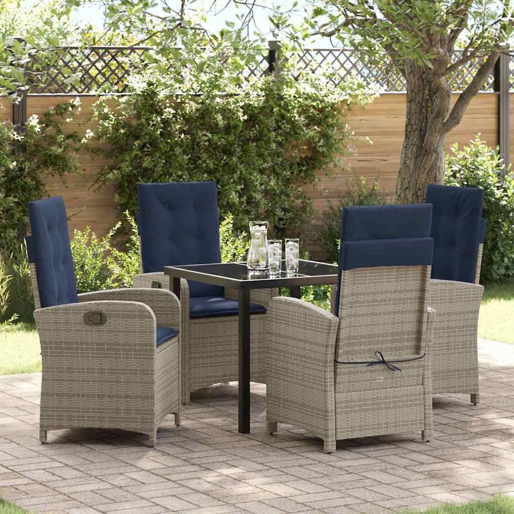 Ensemble de salle à manger pour jardin 5 pcs Gris polyrotin - XIOS