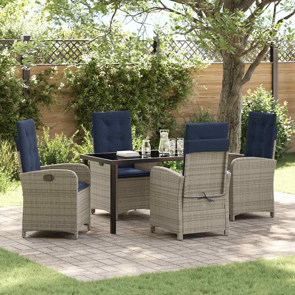 Ensemble de salle à manger pour jardin 5 pcs Gris polyrotin - XIOS
