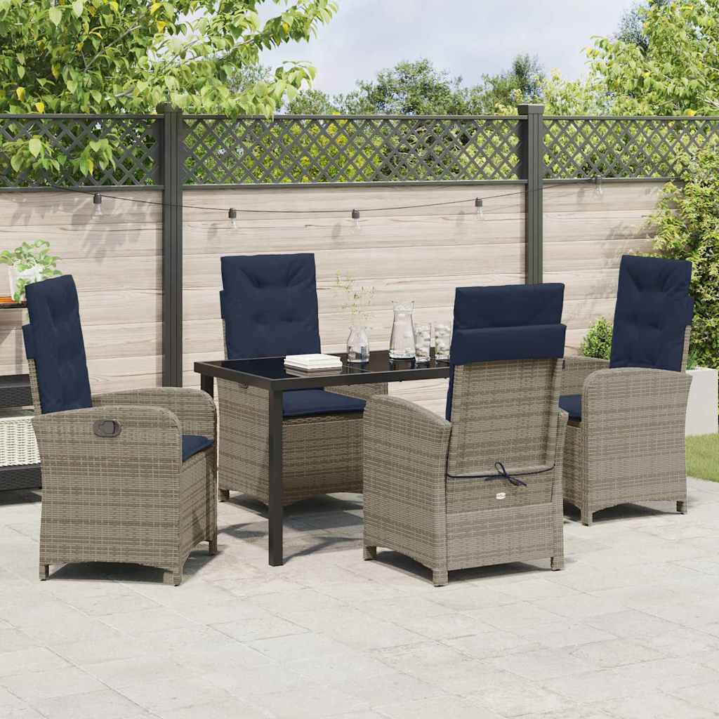 Ensemble de salle à manger pour jardin 5 pcs Gris polyrotin - XIOS