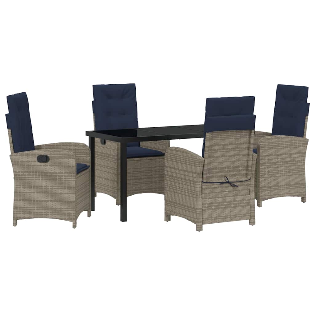 Ensemble de salle à manger pour jardin 5 pcs Gris polyrotin - XIOS
