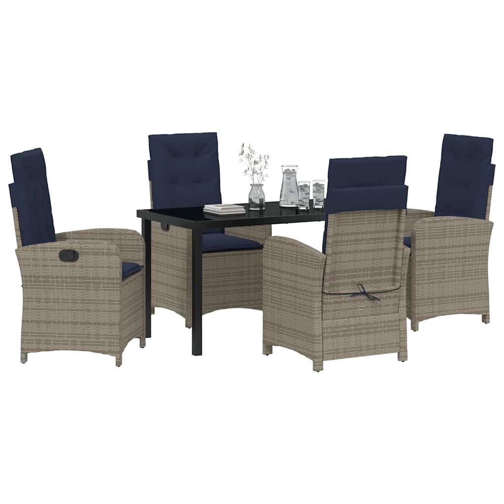 Ensemble de salle à manger pour jardin 5 pcs Gris polyrotin - XIOS