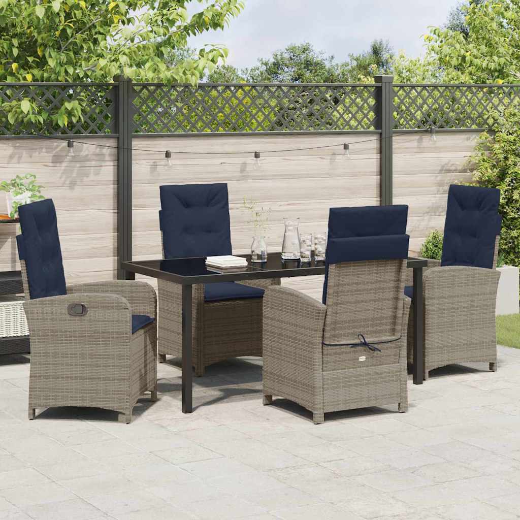Ensemble de salle à manger pour jardin 5 pcs Gris polyrotin - XIOS
