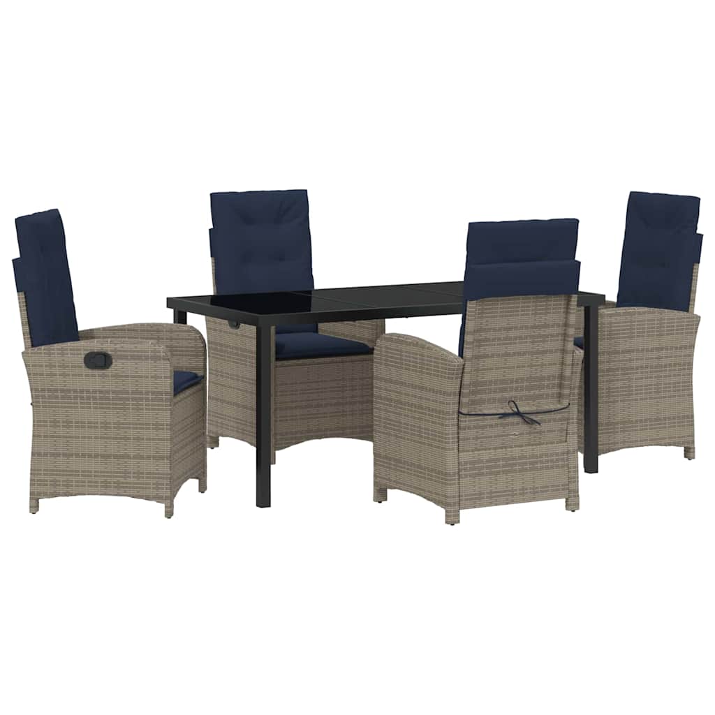 Ensemble de salle à manger pour jardin 5 pcs Gris polyrotin - XIOS