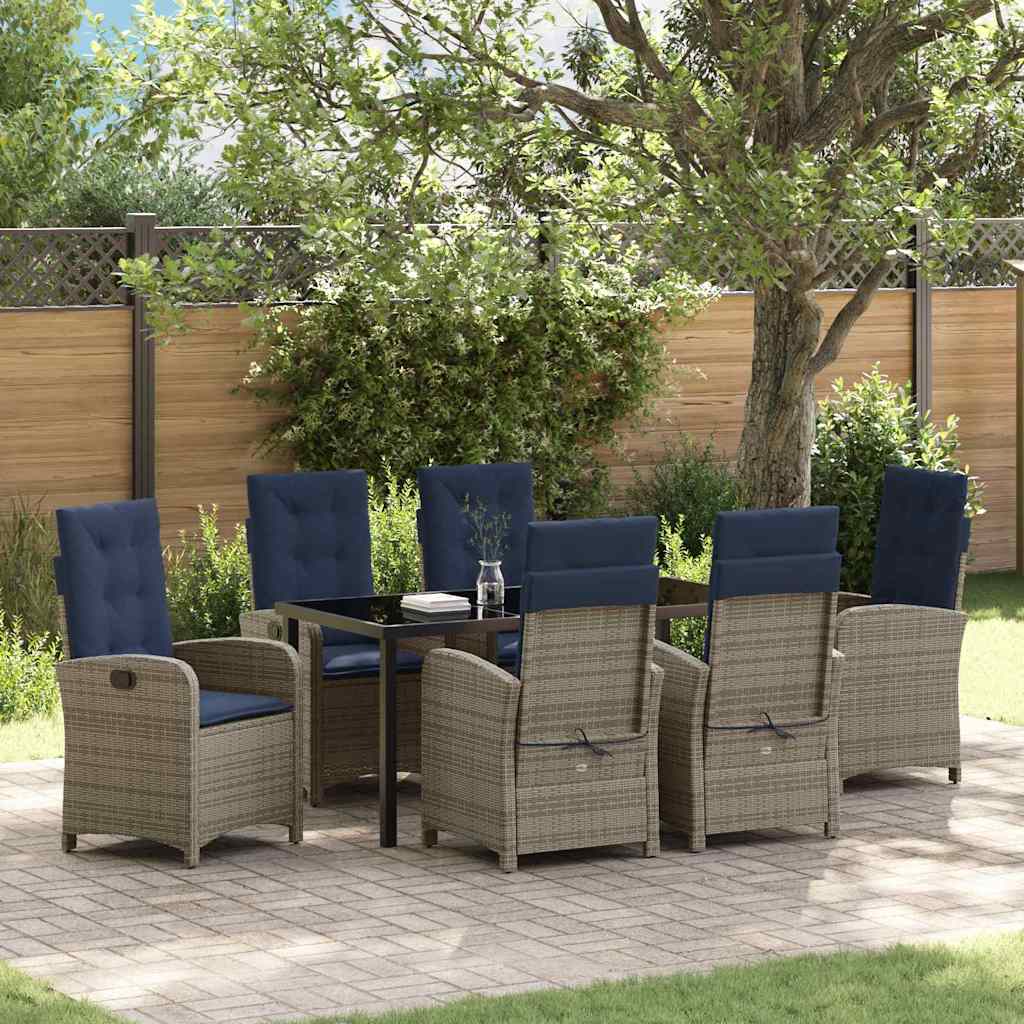 Ensemble de salle à manger pour jardin 7 pcs Gris polyrotin - XIOS
