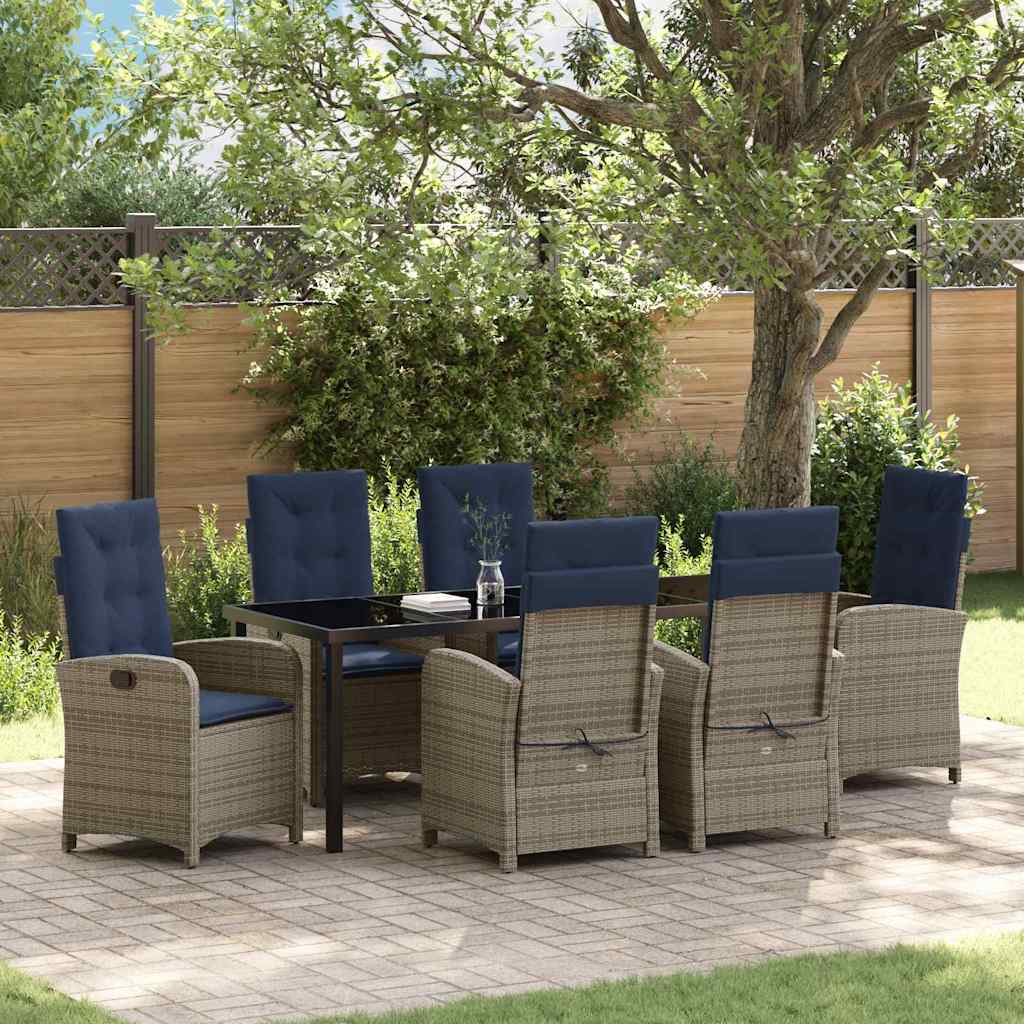 Ensemble de salle à manger pour jardin 7 pcs Gris polyrotin - XIOS