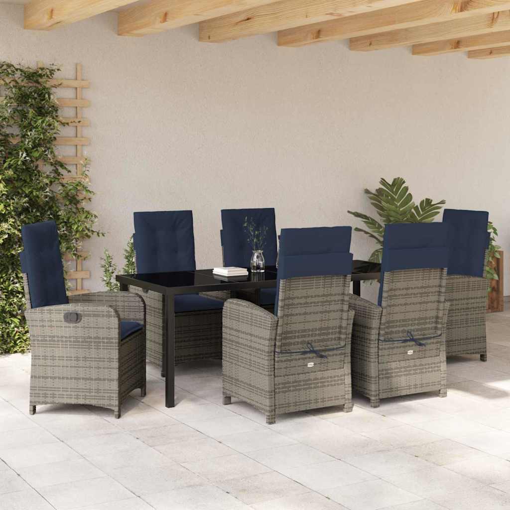 Ensemble de salle à manger pour jardin 7 pcs Gris polyrotin - XIOS