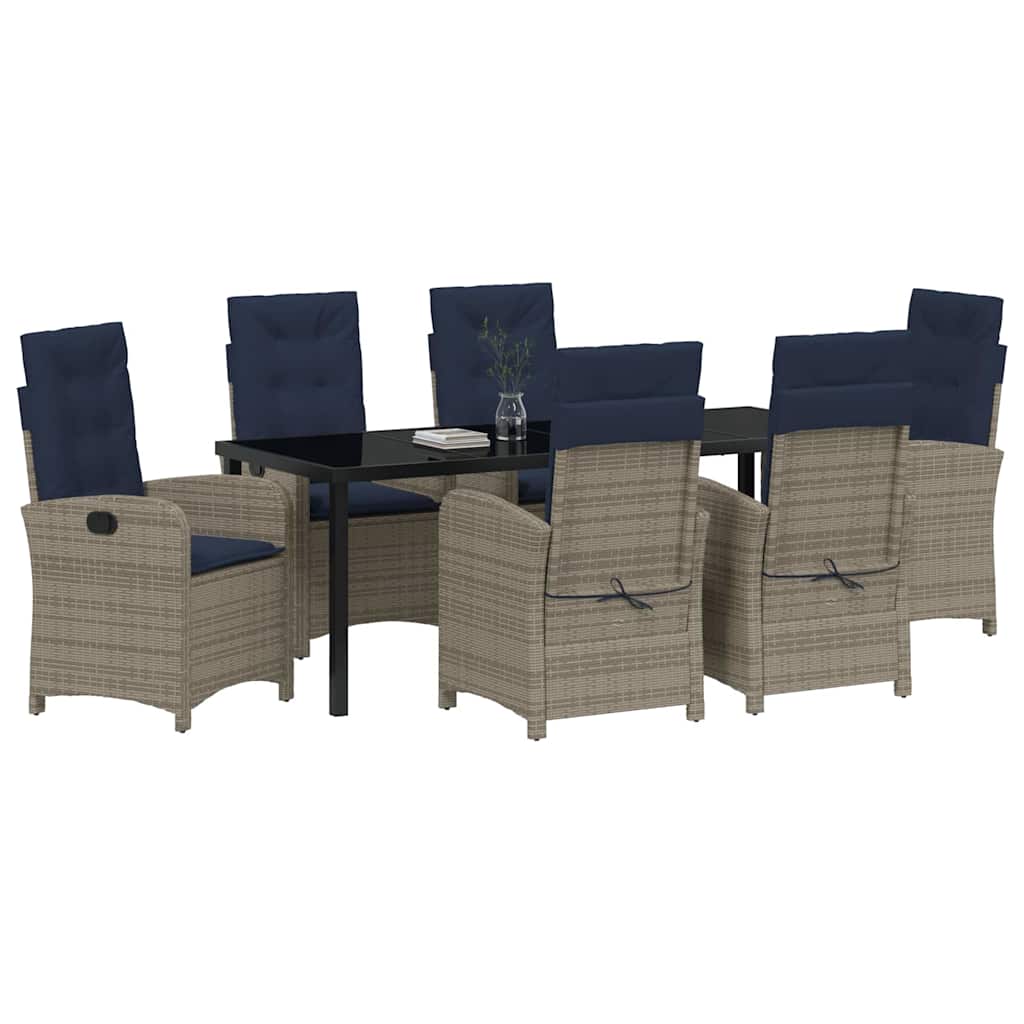 Ensemble de salle à manger pour jardin 7 pcs Gris polyrotin - XIOS