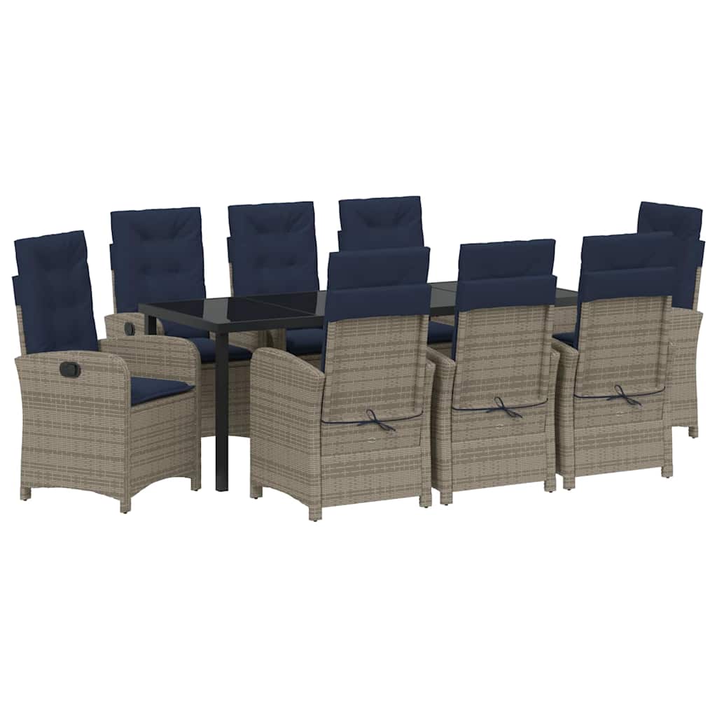 Ensemble de salle à manger pour jardin 9 pcs Gris polyrotin - XIOS