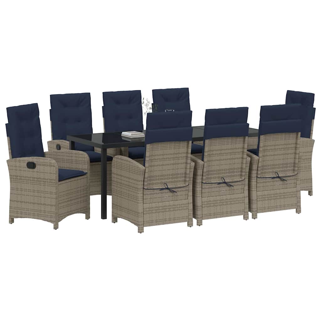 Ensemble de salle à manger pour jardin 9 pcs Gris polyrotin - XIOS