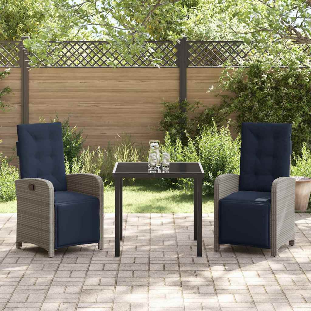 Ensemble de salle à manger pour jardin 3 pcs Gris polyrotin - XIOS
