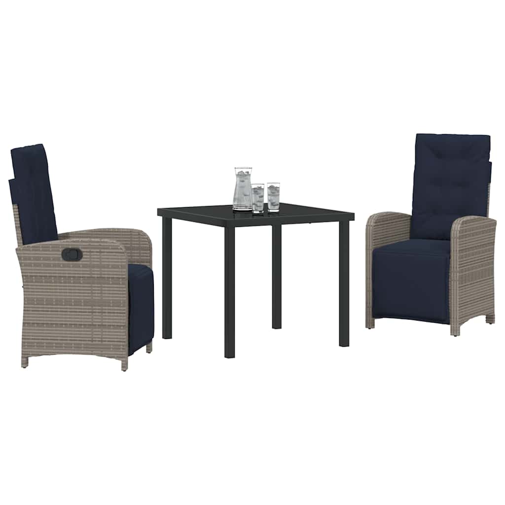 Ensemble de salle à manger pour jardin 3 pcs Gris polyrotin - XIOS