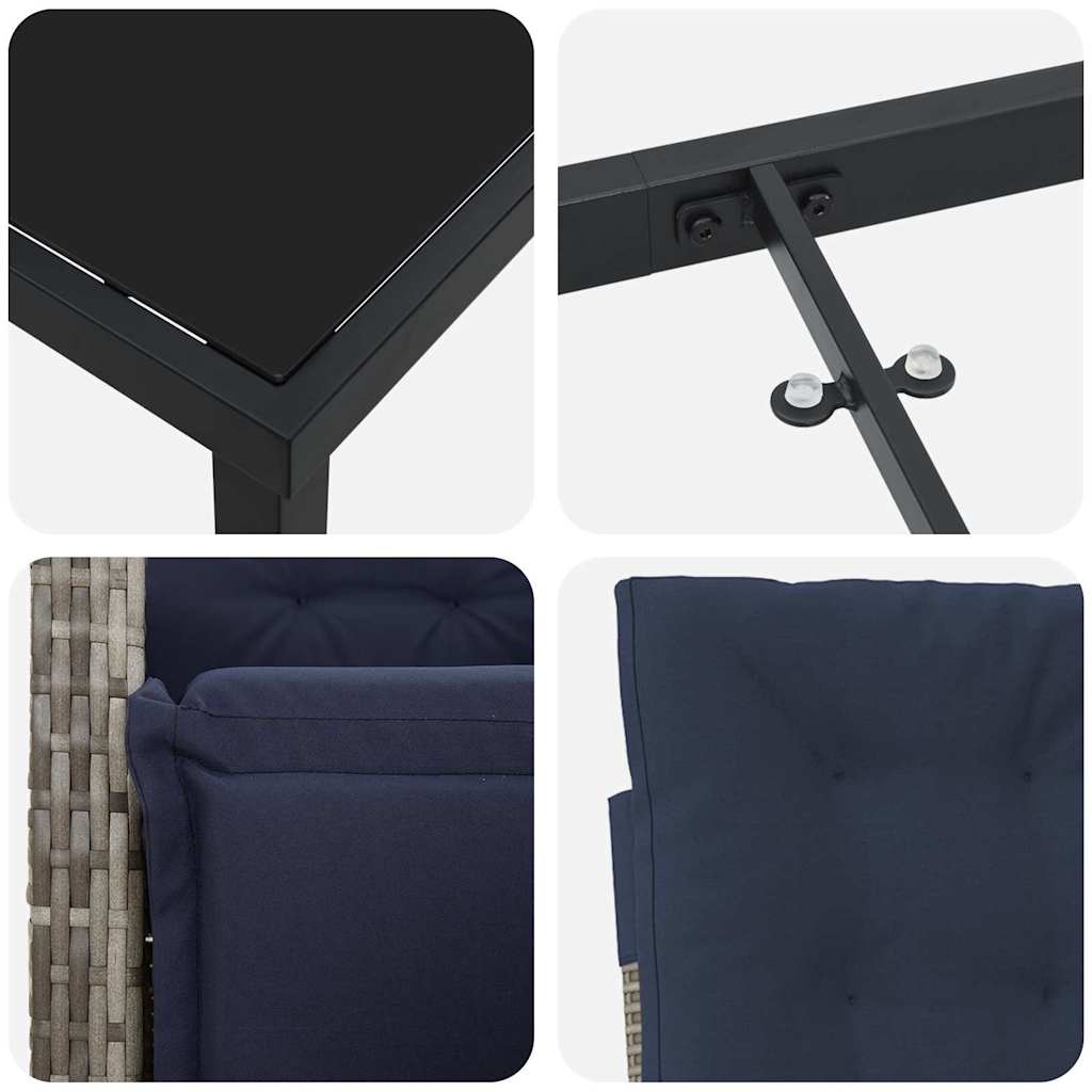 Ensemble de salle à manger pour jardin 5 pcs Gris polyrotin - XIOS