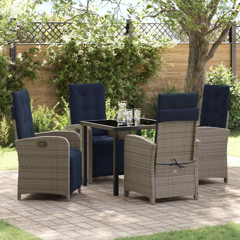 Ensemble de salle à manger pour jardin 5 pcs Gris polyrotin - XIOS