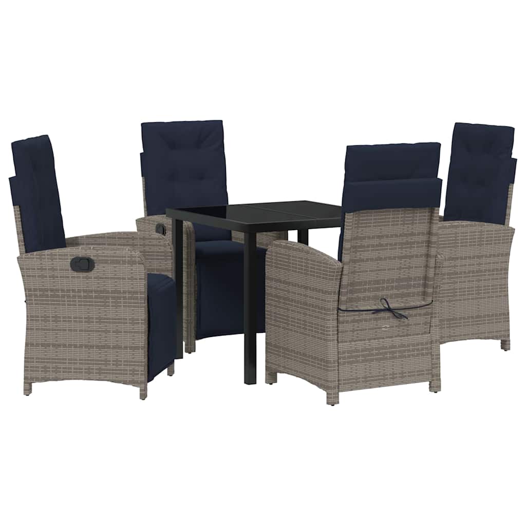 Ensemble de salle à manger pour jardin 5 pcs Gris polyrotin - XIOS