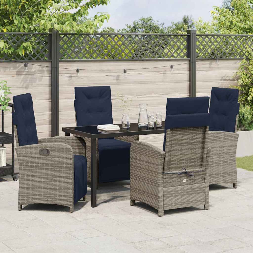 Ensemble de salle à manger pour jardin 5 pcs Gris polyrotin - XIOS
