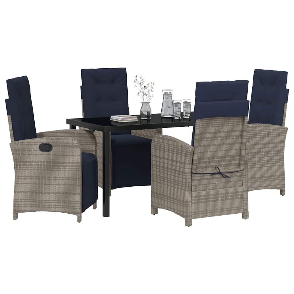 Ensemble de salle à manger pour jardin 5 pcs Gris polyrotin - XIOS