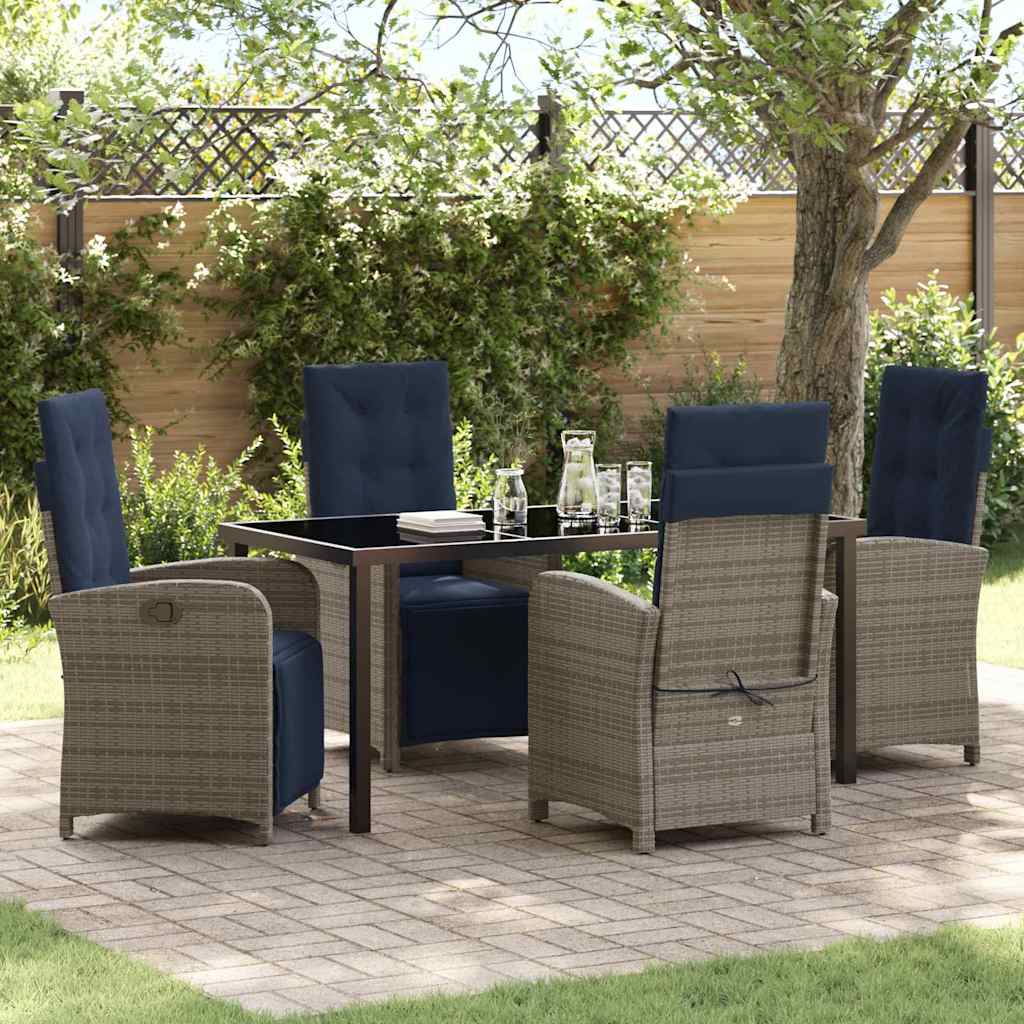 Ensemble de salle à manger pour jardin 5 pcs Gris polyrotin - XIOS