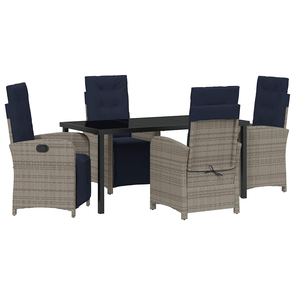Ensemble de salle à manger pour jardin 5 pcs Gris polyrotin - XIOS