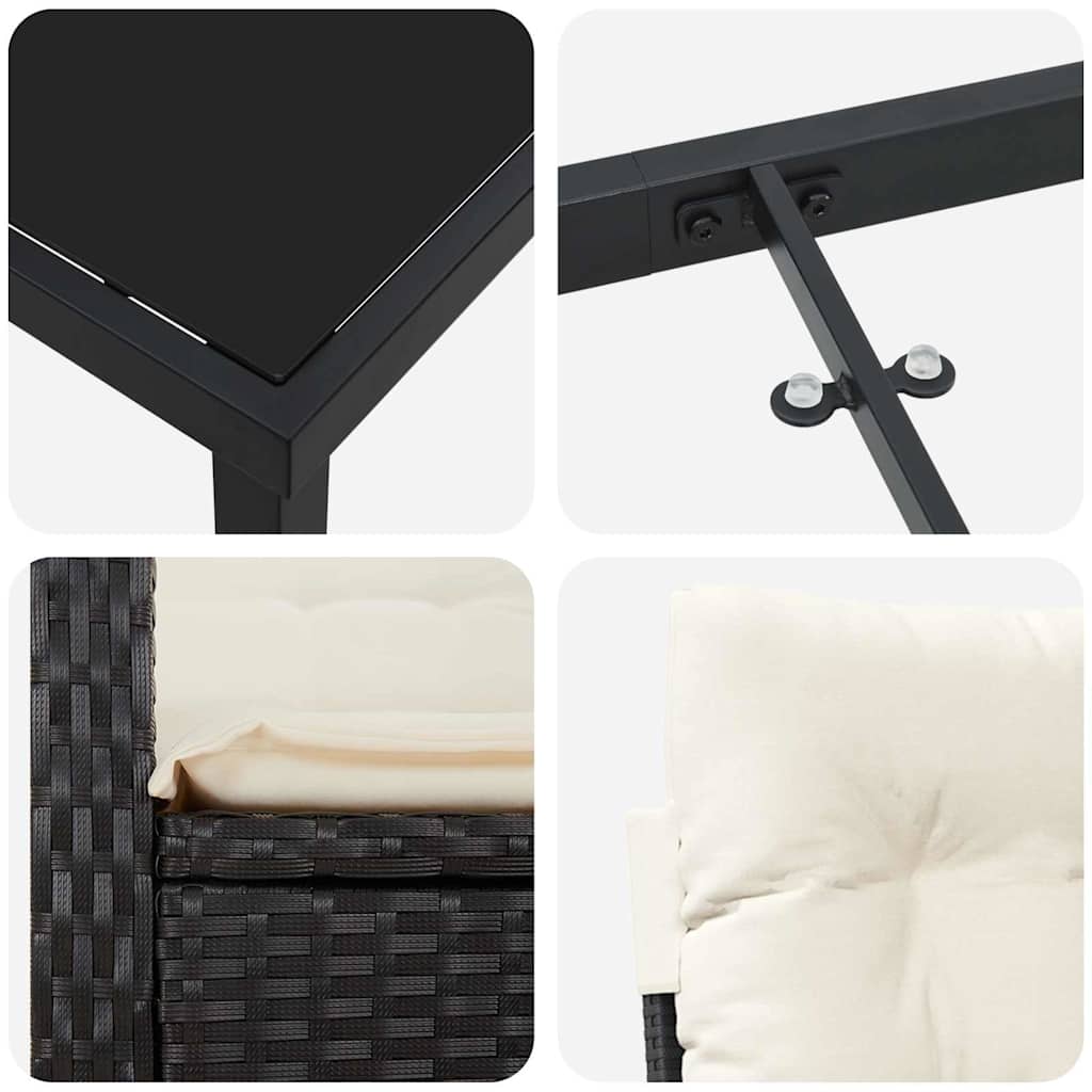 Ensemble de salle à manger pour jardin 3 pcs Noir polyrotin - XIOS