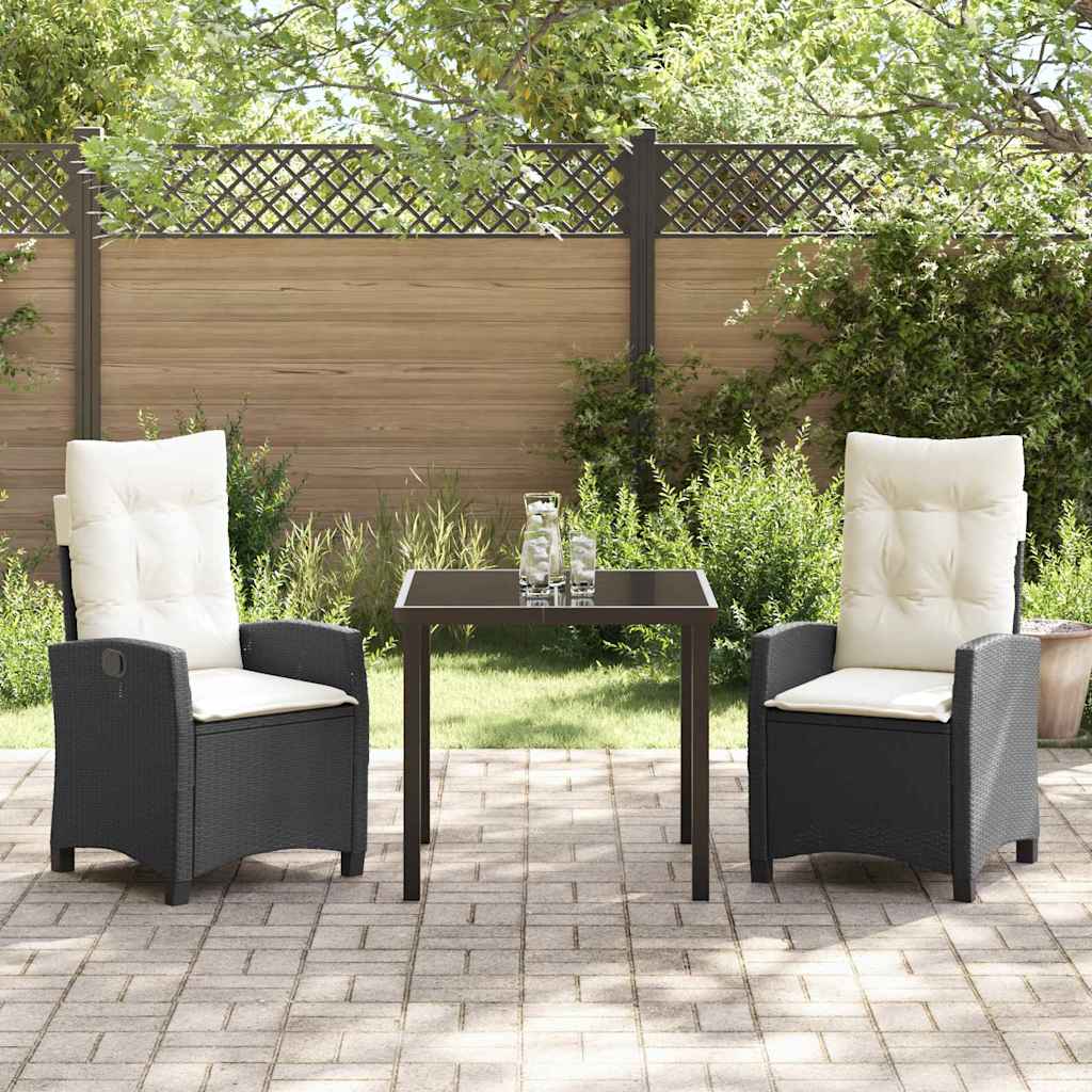 Ensemble de salle à manger pour jardin 3 pcs Noir polyrotin - XIOS