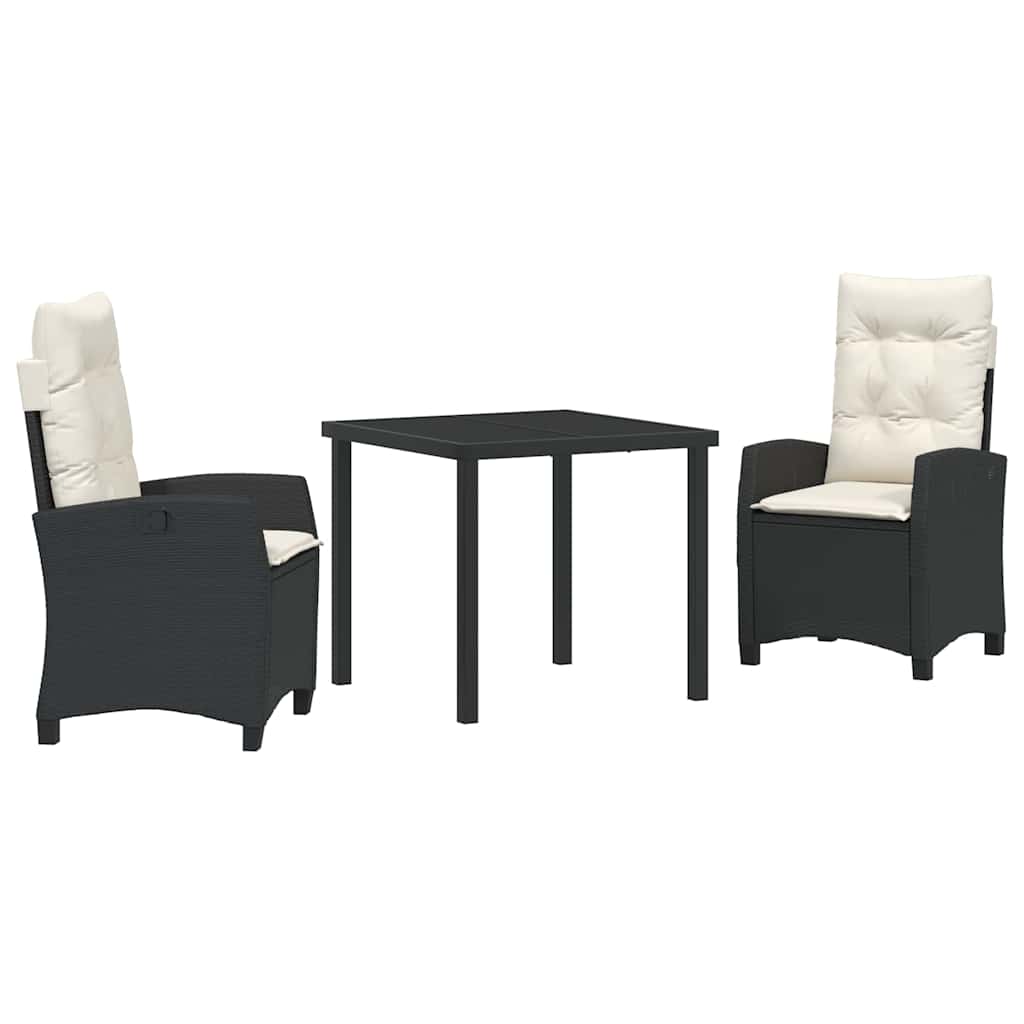 Ensemble de salle à manger pour jardin 3 pcs Noir polyrotin - XIOS