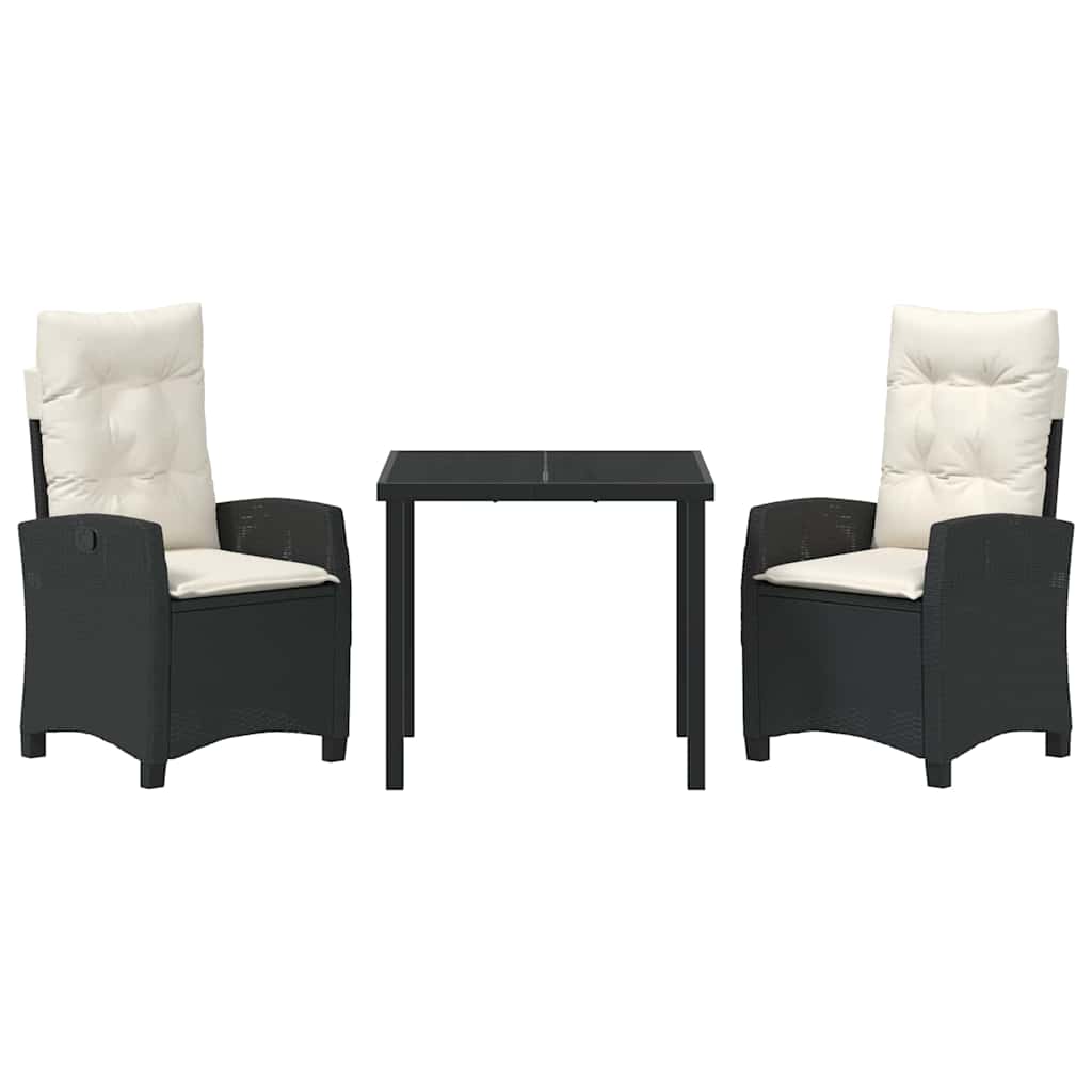 Ensemble de salle à manger pour jardin 3 pcs Noir polyrotin - XIOS