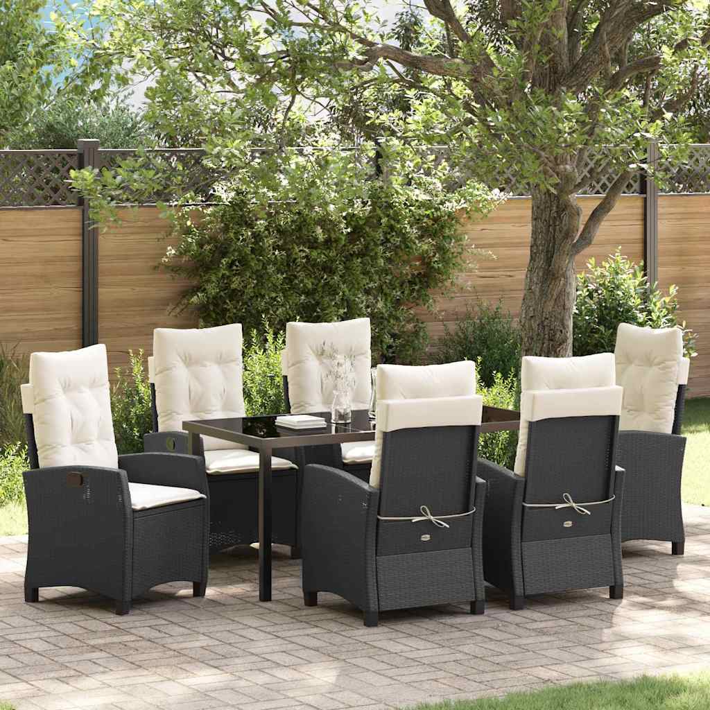 Ensemble de salle à manger pour jardin 7 pcs Noir polyrotin - XIOS