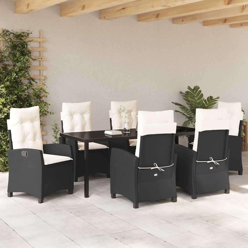 Ensemble de salle à manger pour jardin 7 pcs Noir polyrotin - XIOS