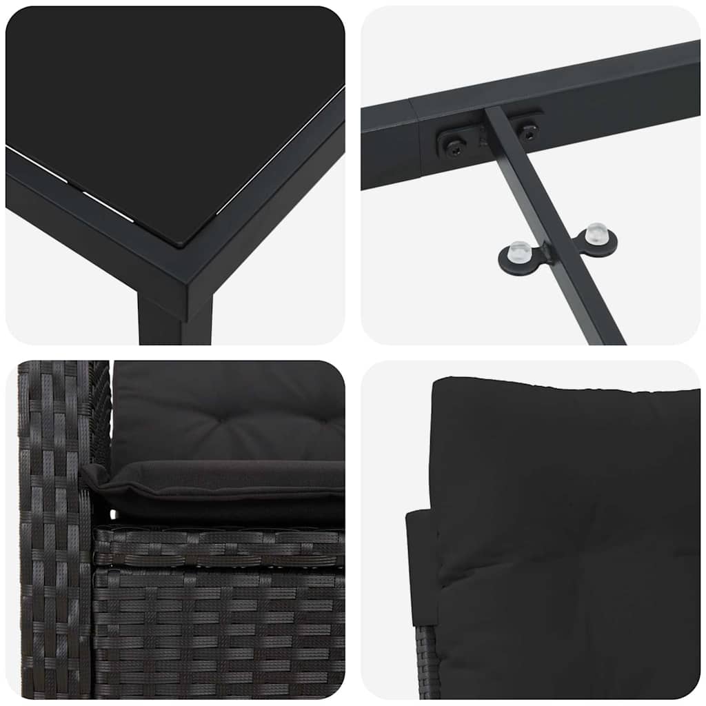 Ensemble de salle à manger pour jardin 3 pcs Noir polyrotin - XIOS