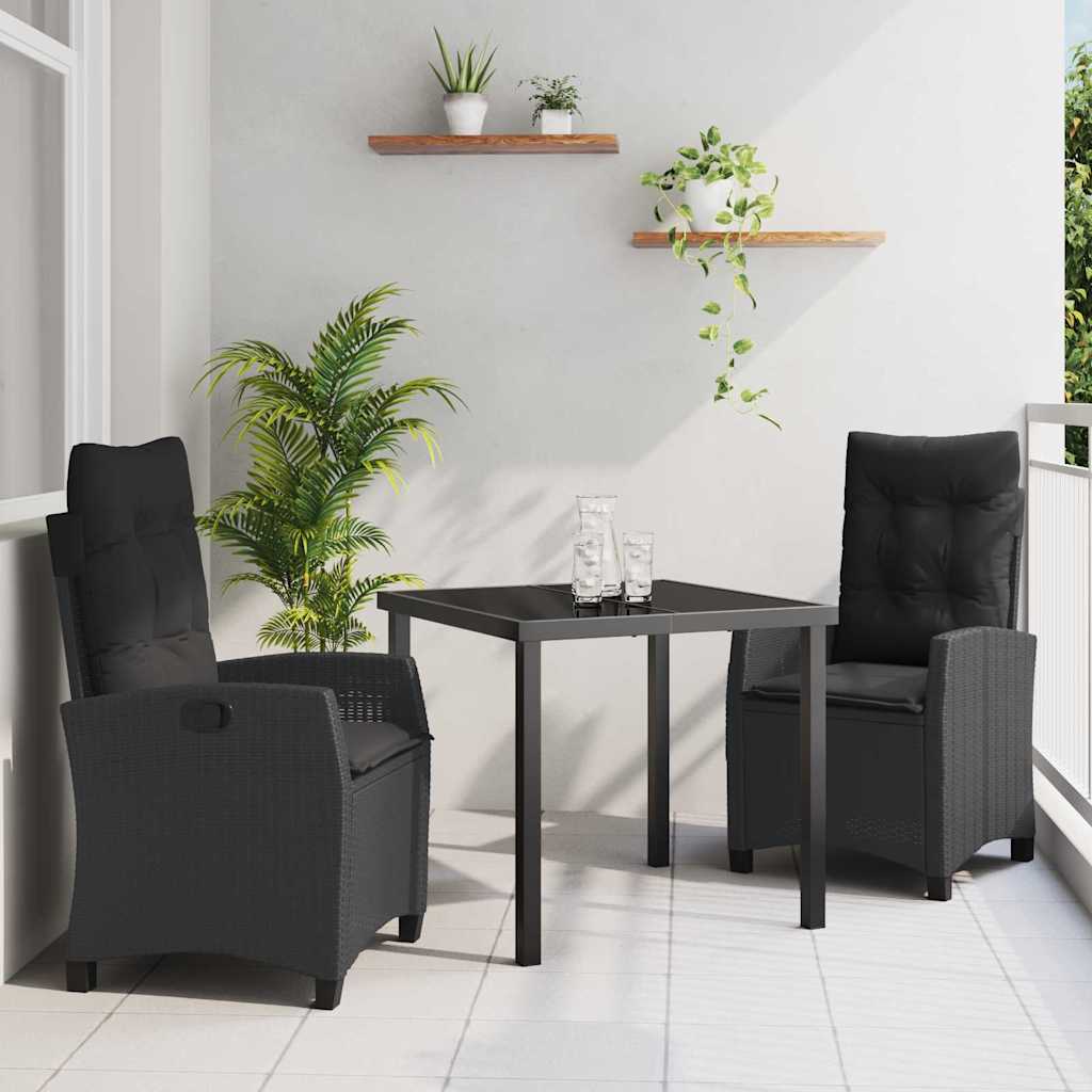 Ensemble de salle à manger pour jardin 3 pcs Noir polyrotin - XIOS