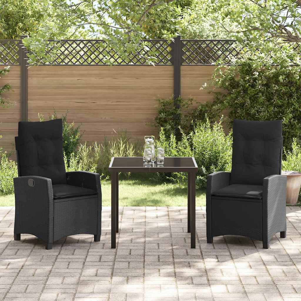 Ensemble de salle à manger pour jardin 3 pcs Noir polyrotin - XIOS