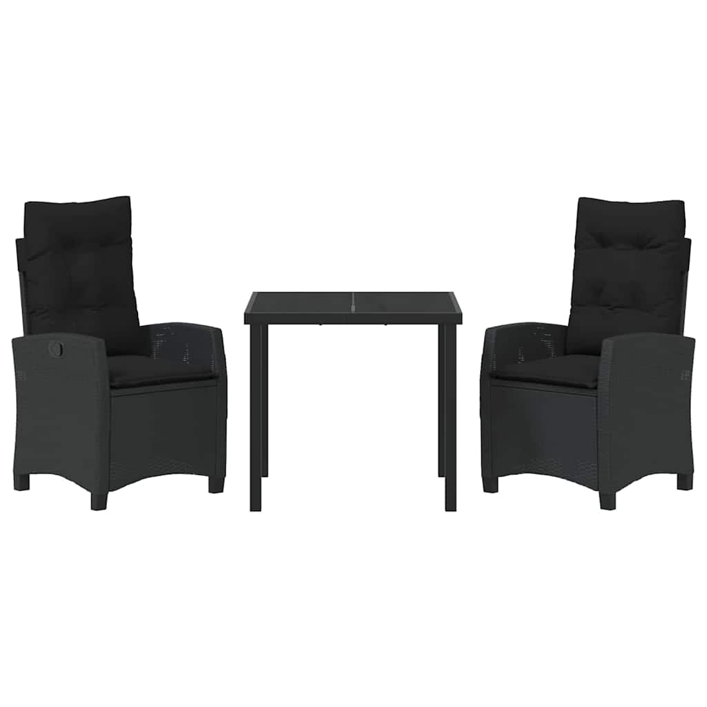 Ensemble de salle à manger pour jardin 3 pcs Noir polyrotin - XIOS