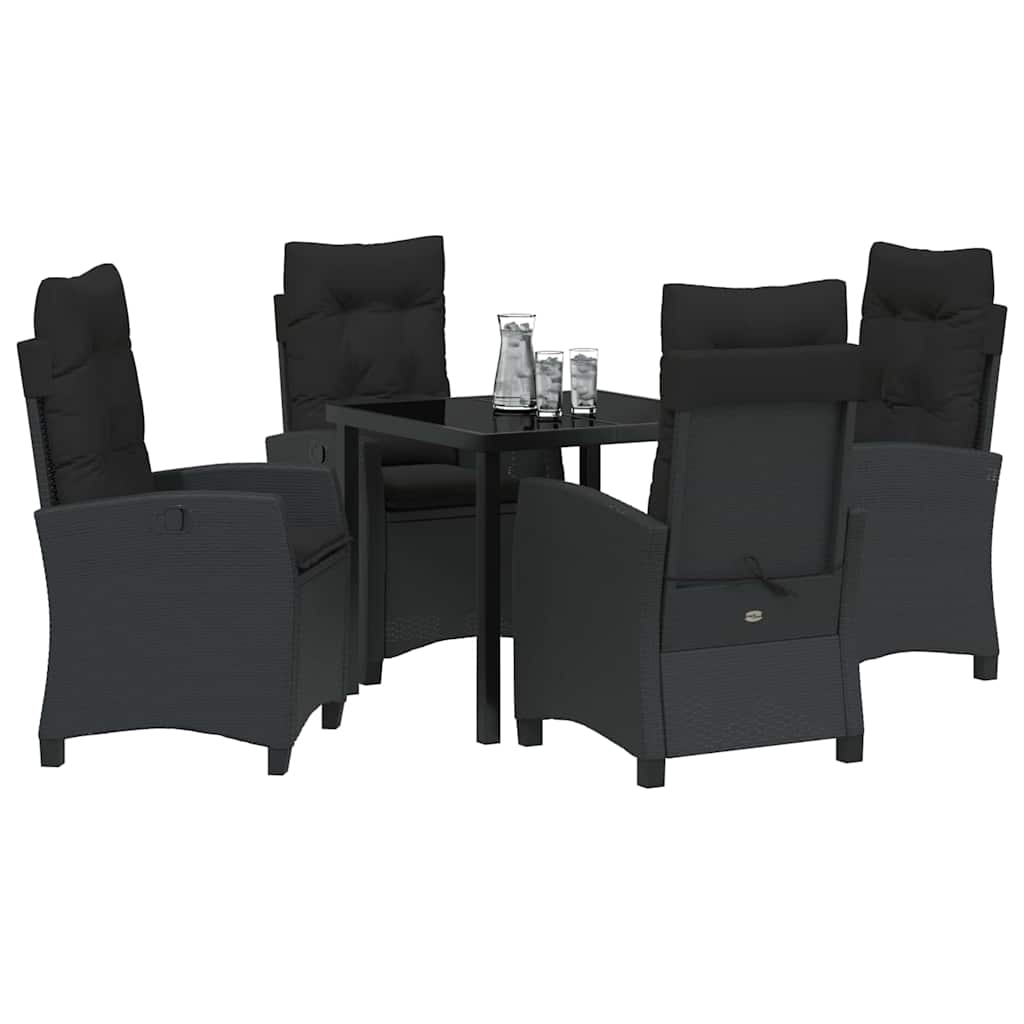 Ensemble de salle à manger pour jardin 5 pcs Noir polyrotin - XIOS
