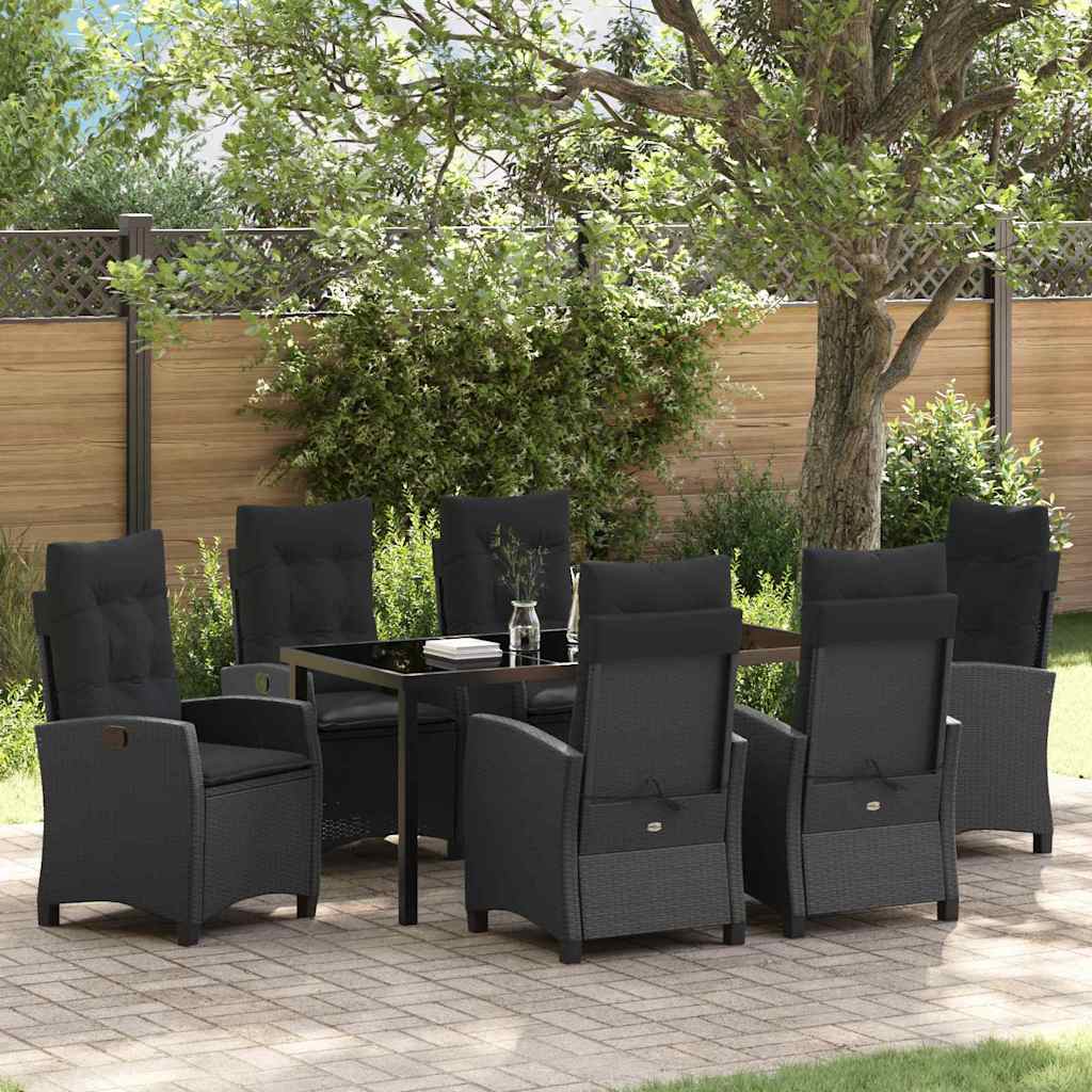 Ensemble de salle à manger pour jardin 7 pcs Noir polyrotin - XIOS