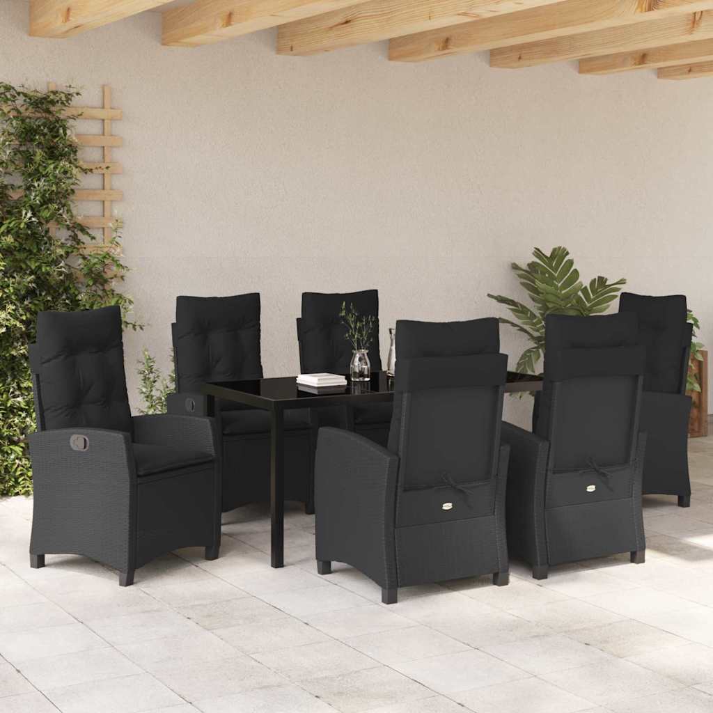 Ensemble de salle à manger pour jardin 7 pcs Noir polyrotin - XIOS